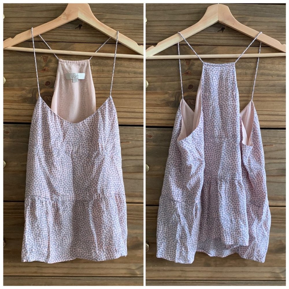 LOFT Pink Printed Racerback Cami S